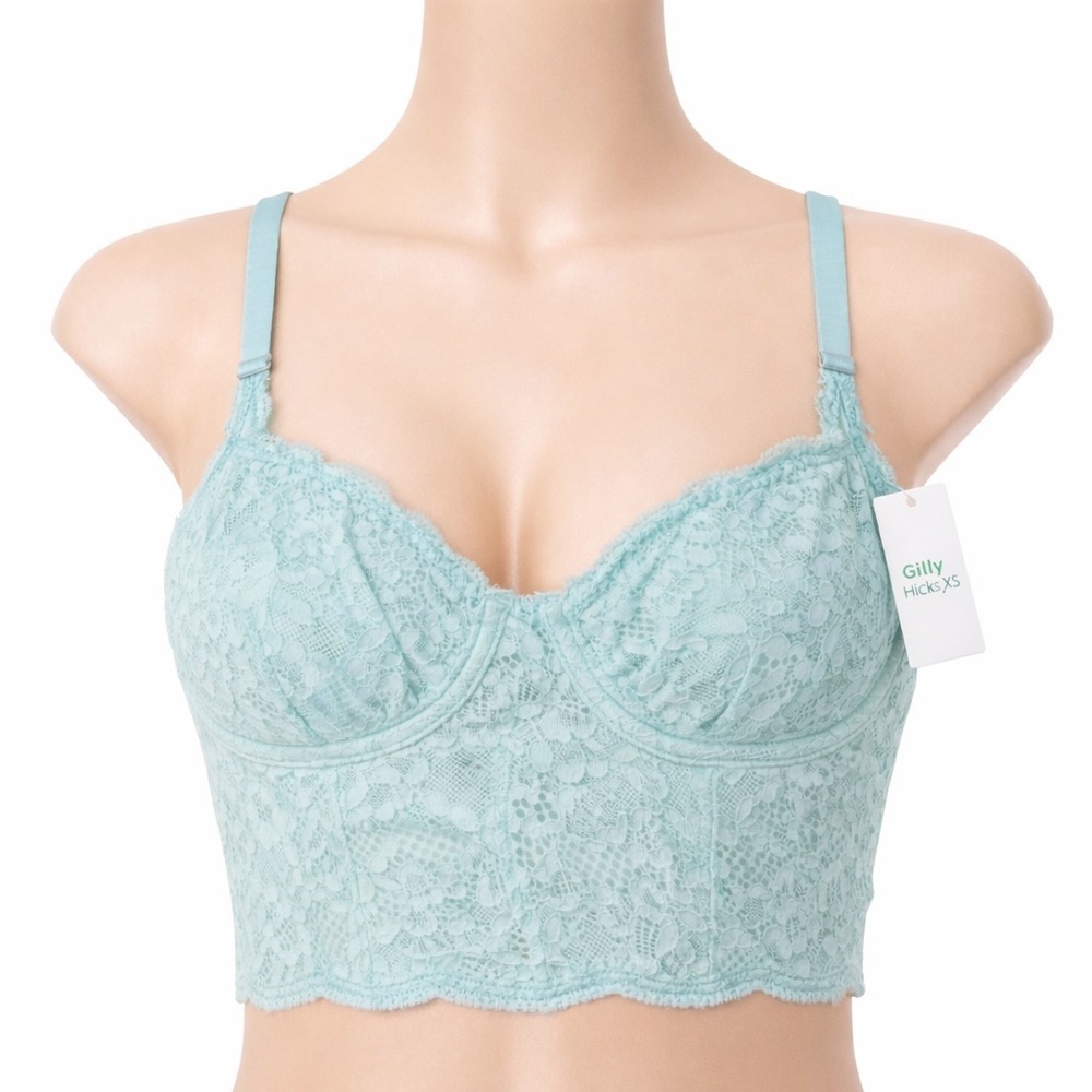 Gilly Hicks Lace Bustier Bralette Light Blue – Size XS